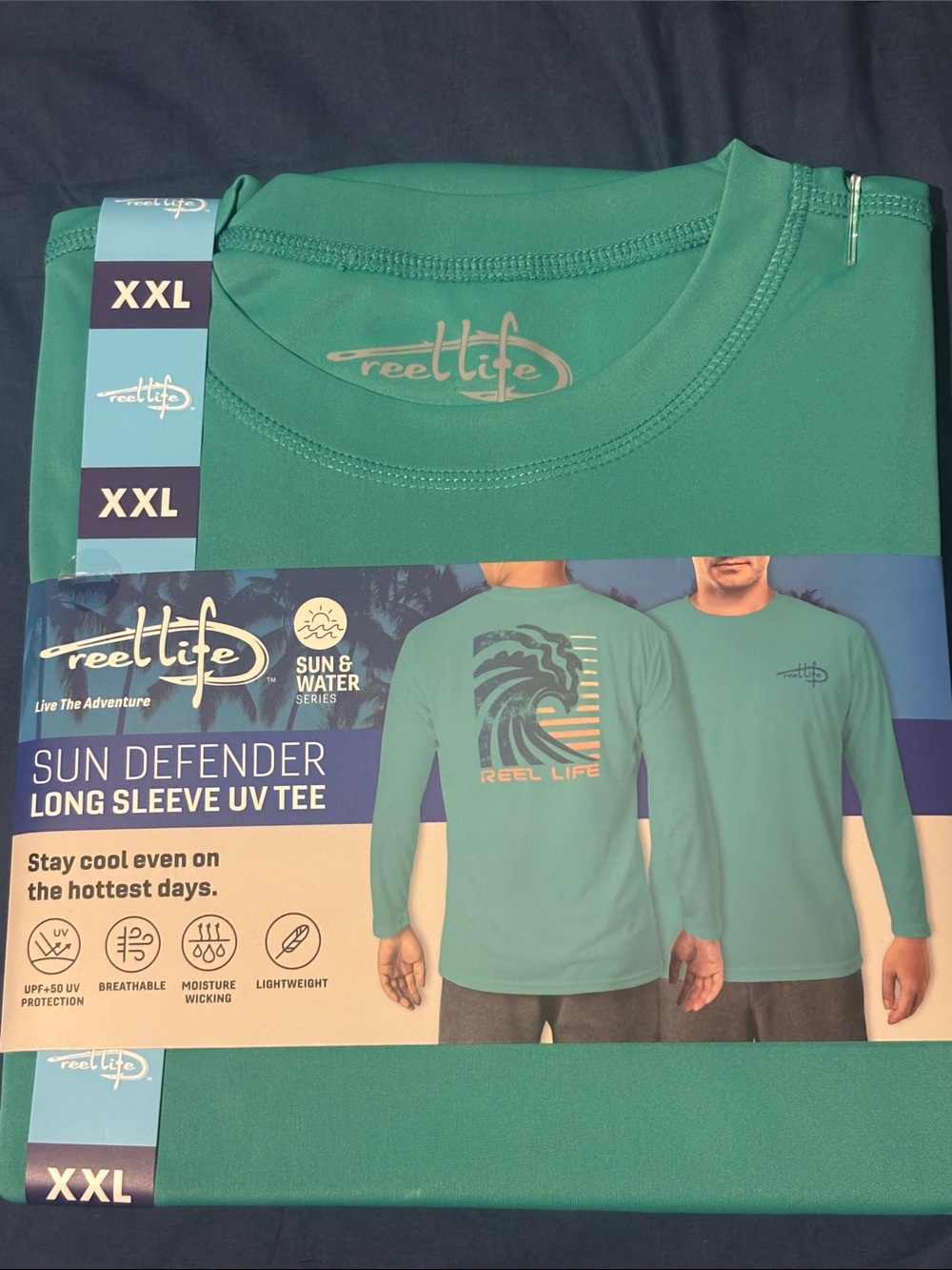 Men’s Reel Life Sun Defender Long Sleeve UV Tee - Teal (XXL)